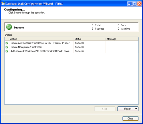 Configure database mail wizard.
